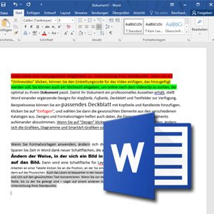 In Word markieren und Text gestalten